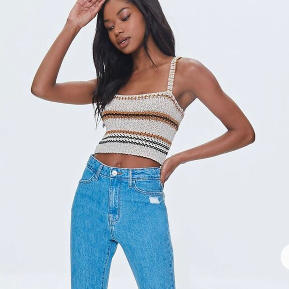 Crochet Sweater-Knit Cropped Cami